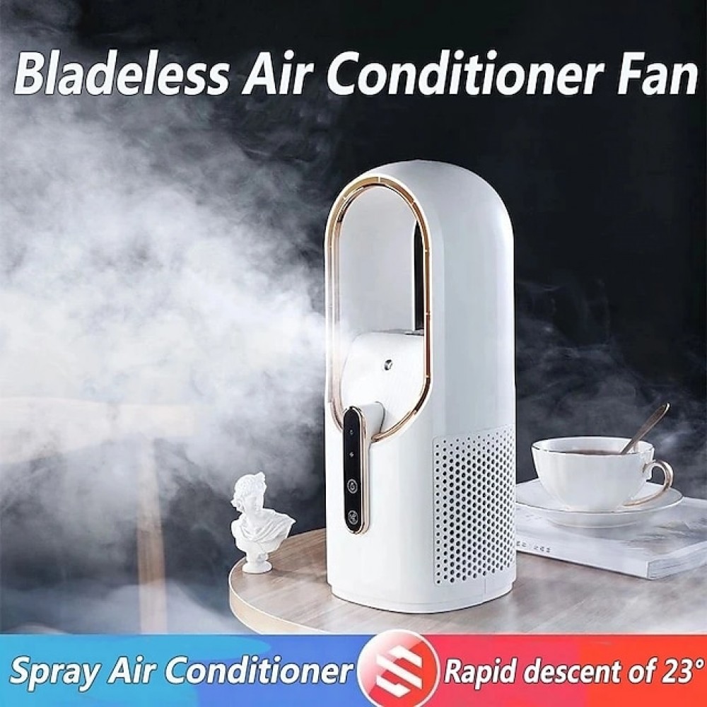 Desk Fan, Quiet Bladeless Fan USB Desktop Rechargeable Fan, Small Portable Table Fan With 3 Cooling Speeds, Touch Control Personal Fan For Bedroom, Office, Home, Outdoor