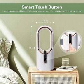 Desk Fan, Quiet Bladeless Fan USB Desktop Rechargeable Fan, Small Portable Table Fan With 3 Cooling Speeds, Touch Control Personal Fan For Bedroom, Office, Home, Outdoor