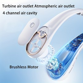 Portable Neck Fan Mini Wireless Fan Bladeless USB Rechargeable Sports Cooling Fan For Outdoor Sports Travel High-end Brushless Motor Silicone Halter Fan
