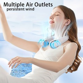 Portable Neck Fan Mini Wireless Fan Bladeless USB Rechargeable Sports Cooling Fan For Outdoor Sports Travel High-end Brushless Motor Silicone Halter Fan

