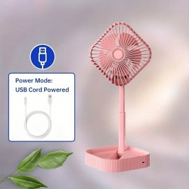 Portable Lifting Rotating Small Fan Desktop Electric Fan Usb Wire Powered Light Weight Easy To Carry For Home Office And Travel
