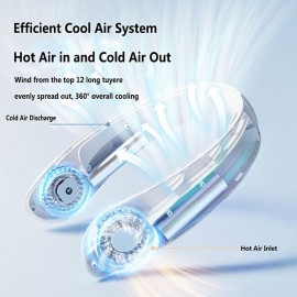 Portable Hanging Neck Fan Wearable USB Rechargeable LED Display For Traveling Outdoor Sports Fans
