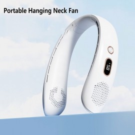 Portable Hanging Neck Fan Wearable USB Rechargeable LED Display For Traveling Outdoor Sports Fans
