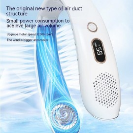 Portable Hanging Neck Fan Wearable USB Rechargeable LED Display For Traveling Outdoor Sports Fans
