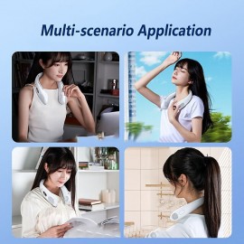 Portable Hanging Neck Fan Wearable USB Rechargeable LED Display For Traveling Outdoor Sports Fans
