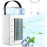 Portable Air Conditioner Fan 4 in1 Desktop Cooling Fan with 4 Wind Speed & 2 Spray Modes 7 Colors LED Light & 2-8H Timer 700ml Large Watertank High-Efficiency Cooling Fan for Room Office Bedroom