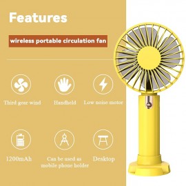 Handheld Fan Electronic Rechargeable Portable Summer Travel Cooler 3 Speeds Cordless Mute Desktop Cooling Fan Phone Holder
