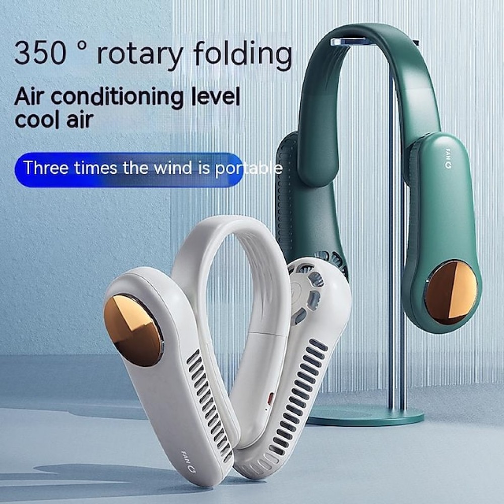 Portable 2400mAh Hanging Neck Fan Foldable Summer Air Cooling USB Rechargeable Bladeless Mute Neckband Fans Outdoor