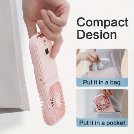 Mini Portable Fan 5-in-1 Rechargeable 180Folding Wearable Personal Fan With 3000 MAh Battery 4 Speed Strong Wind Ultra Quiet Neck/Handheld/Stand Fan For Kids Girls Woman Man Home Office Outdoor Tr
