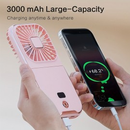 Mini Portable Fan 5-in-1 Rechargeable 180Folding Wearable Personal Fan With 3000 MAh Battery 4 Speed Strong Wind Ultra Quiet Neck/Handheld/Stand Fan For Kids Girls Woman Man Home Office Outdoor Tr
