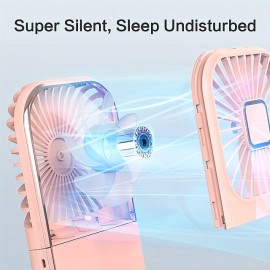 Mini Portable Fan 5-in-1 Rechargeable 180Folding Wearable Personal Fan With 3000 MAh Battery 4 Speed Strong Wind Ultra Quiet Neck/Handheld/Stand Fan For Kids Girls Woman Man Home Office Outdoor Tr
