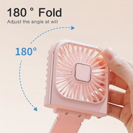 Mini Portable Fan 5-in-1 Rechargeable 180Folding Wearable Personal Fan With 3000 MAh Battery 4 Speed Strong Wind Ultra Quiet Neck/Handheld/Stand Fan For Kids Girls Woman Man Home Office Outdoor Tr
