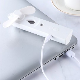 Portable 2 In 1 Mini Fan Humidifier USB Rechargeable Handheld Fan Water Spray Mist Fan Face Steamer Air Conditioner for Outdoor
