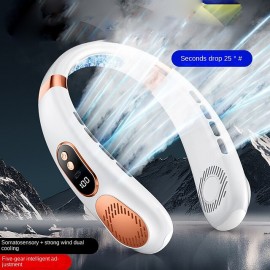 Summer Portable Turbo Bladeless Hanging Neck Fan USB Rechargeable  Battery Outdoor Air Cooling Ventilator Halter Fan
