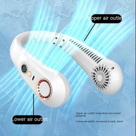 Portable Mini Hanging Neck Fan Digital Display Power Venter Bladeless Neck Fan Air Cooler USB Rechargeable Electric Fan
