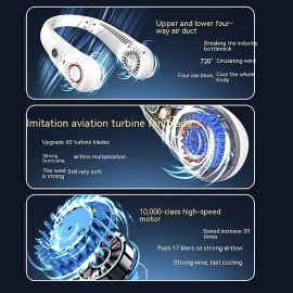 Portable Mini Hanging Neck Fan Digital Display Power Venter Bladeless Neck Fan Air Cooler USB Rechargeable Electric Fan
