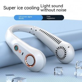 Portable Mini Hanging Neck Fan Digital Display Power Venter Bladeless Neck Fan Air Cooler USB Rechargeable Electric Fan
