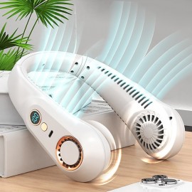 Portable Mini Hanging Neck Fan Digital Display Power Venter Bladeless Neck Fan Air Cooler USB Rechargeable Electric Fan
