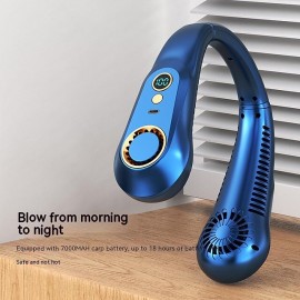 Portable Mini Hanging Neck Fan Digital Display Power Venter Bladeless Neck Fan Air Cooler USB Rechargeable Electric Fan
