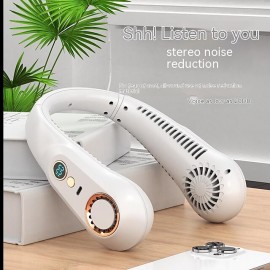 Portable Mini Hanging Neck Fan Digital Display Power Venter Bladeless Neck Fan Air Cooler USB Rechargeable Electric Fan
