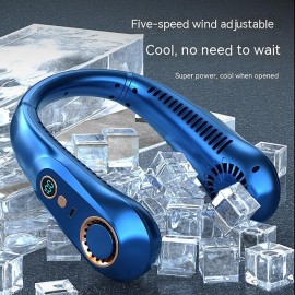 Portable Mini Hanging Neck Fan Digital Display Power Venter Bladeless Neck Fan Air Cooler USB Rechargeable Electric Fan
