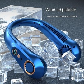 Portable Mini Hanging Neck Fan Digital Display Power Venter Bladeless Neck Fan Air Cooler USB Rechargeable Electric Fan
