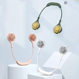 New Folding Mini Neck Fan Band Hands-Free Hanging USB Rechargeble Dual Fan Cooler Summer Portable Camping Small Fan
