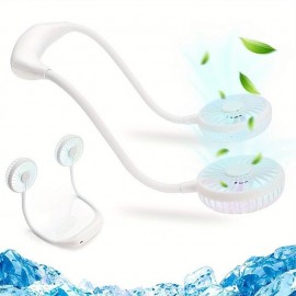 Portable Cooling Neck Fan Rechargeable USB Personal Neck Fan With Colorful LED Lights 3 Adjustable Speeds For Outdoor Indoor Office Travel Sports

