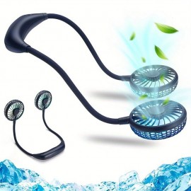Portable Cooling Neck Fan Rechargeable USB Personal Neck Fan With Colorful LED Lights 3 Adjustable Speeds For Outdoor Indoor Office Travel Sports
