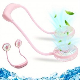 Portable Cooling Neck Fan Rechargeable USB Personal Neck Fan With Colorful LED Lights 3 Adjustable Speeds For Outdoor Indoor Office Travel Sports
