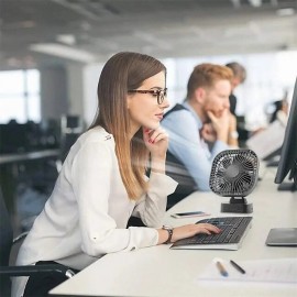 Desktop Cooling Fan, 90 Degree Folding Fan 5000mAh Battery USB Rechargeable, Timing Home Air Circulators Magnet Absorption, Silent 3-speed Strong Wind