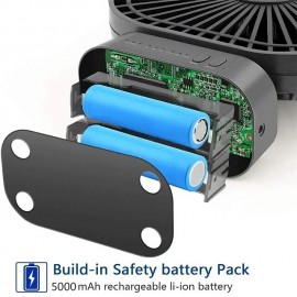 Desktop Cooling Fan, 90 Degree Folding Fan 5000mAh Battery USB Rechargeable, Timing Home Air Circulators Magnet Absorption, Silent 3-speed Strong Wind