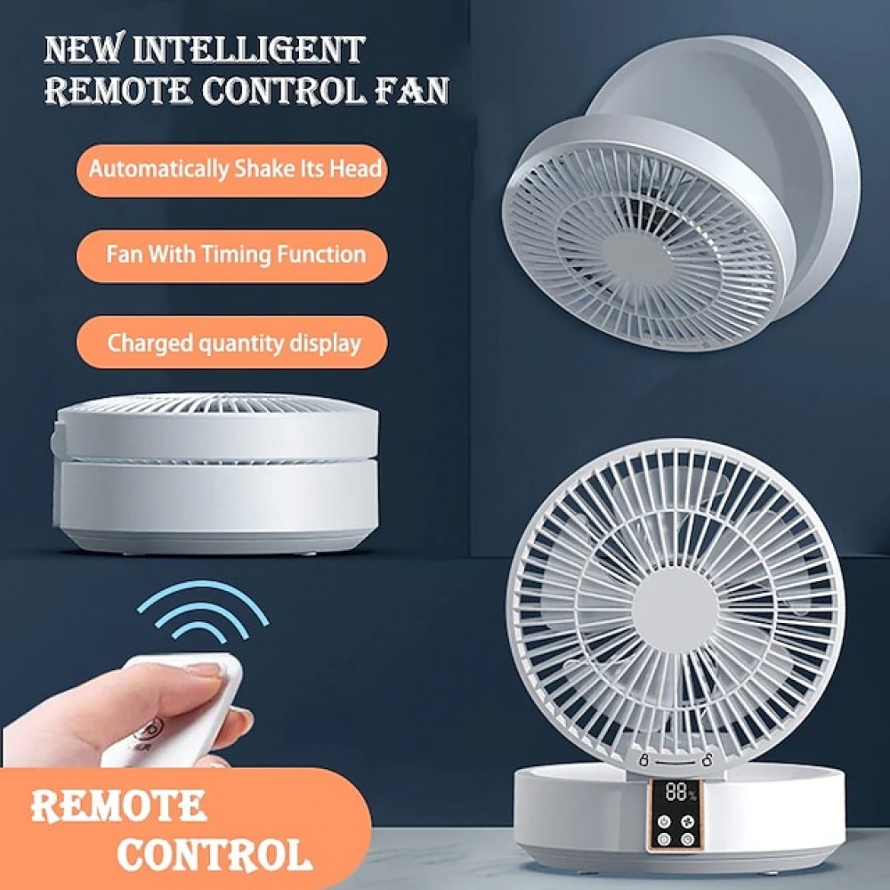 New Remote Control Wireless Circulating Air Cooling Fan with LED Light Folding Electric Wall-mounted Fan Desktop Fan USB