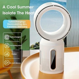 3000mAh Bladeless Tower Fan Floor Standing Fans 5-Speed Adjustable Desk Summer Cooling Fan Table Fans USB Rechargeable For Baby Mute Fan Cooler Air Conditioner