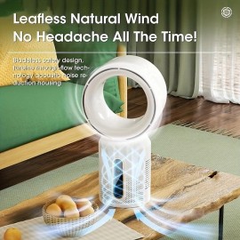 3000mAh Bladeless Tower Fan Floor Standing Fans 5-Speed Adjustable Desk Summer Cooling Fan Table Fans USB Rechargeable For Baby Mute Fan Cooler Air Conditioner