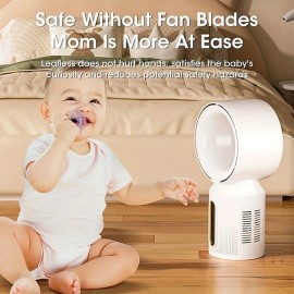 3000mAh Bladeless Tower Fan Floor Standing Fans 5-Speed Adjustable Desk Summer Cooling Fan Table Fans USB Rechargeable For Baby Mute Fan Cooler Air Conditioner