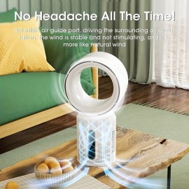 3000mAh Bladeless Tower Fan Floor Standing Fans 5-Speed Adjustable Desk Summer Cooling Fan Table Fans USB Rechargeable For Baby Mute Fan Cooler Air Conditioner