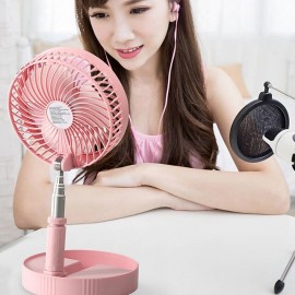 USB Rechargeable Small Fan 8 Inch Folding Telescopic Portable Electric Fan Super Long Battery Life Outdoor Camping Desktop Fan