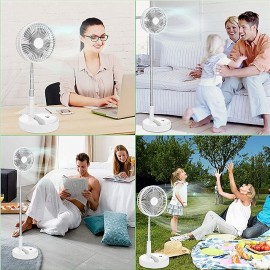 USB Rechargeable Small Fan 8 Inch Folding Telescopic Portable Electric Fan Super Long Battery Life Outdoor Camping Desktop Fan
