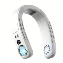 New Semiconductor Hanging Neck Fan Portable Lazy Cooling Fan USB Sports Outdoor Hanging Neck Fan Built-in 4000mAh Battery Wearable Cooling Fan Surrounding Top And Bottom Vents Hidden Fan Leaves N