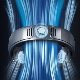 New Semiconductor Hanging Neck Fan Portable Lazy Cooling Fan USB Sports Outdoor Hanging Neck Fan Built-in 4000mAh Battery Wearable Cooling Fan Surrounding Top And Bottom Vents Hidden Fan Leaves N