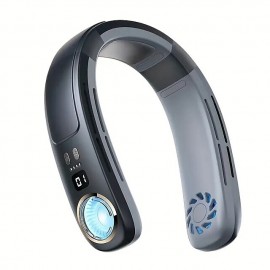 New Semiconductor Hanging Neck Fan Portable Lazy Cooling Fan USB Sports Outdoor Hanging Neck Fan Built-in 4000mAh Battery Wearable Cooling Fan Surrounding Top And Bottom Vents Hidden Fan Leaves N