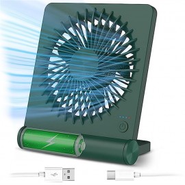 Small Desk Fan 2000mAh Rechargeable USB Fan Battery OperatedUltra Quiet Strong Wind 3 Speeds & aboutLonger Working 180Foldable Mini Desktop Fan for Home Office Travel Outdoor-Blue
