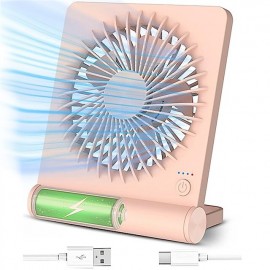 Small Desk Fan 2000mAh Rechargeable USB Fan Battery OperatedUltra Quiet Strong Wind 3 Speeds & aboutLonger Working 180Foldable Mini Desktop Fan for Home Office Travel Outdoor-Blue
