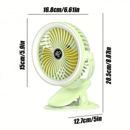 1pcLarge Capacity Fan Portable Fan Can Be Clipped Desktop Fan USB Charging With Light Summer Fan Cool Big Wind For Outdoor Camping Use

