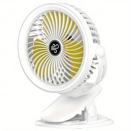 1pcLarge Capacity Fan Portable Fan Can Be Clipped Desktop Fan USB Charging With Light Summer Fan Cool Big Wind For Outdoor Camping Use
