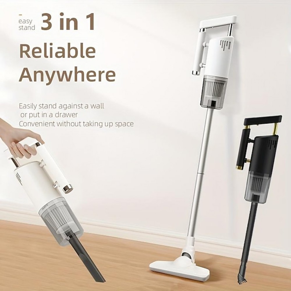 1pc Vacuum Cleaner Wireless Handheld High Power Stick-Vacuum Cleaner With Floor Brush,Lightweight Rechargeable Electric Brooms,Powerful Suction 4-in-1 Portable Bagless Mini Hand Vac For Car Home Sofa Pet Hair Hard Wood Floor Carpet Cleaning Supplies