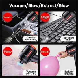 4-in-1 New Cordless Car Vacuum Cleaner Blowing and Sucking Multifunctional Strong Suction Mini Wireless Car Vacuum Cleaner Handheld Air Duster Wet Dry Use for Home Office Car Cleaning Pet Hair Cleanin