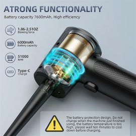 Wireless Air Blower 51000 RPM Dust Blowing Gun USB Compressed Air Duster Cleaning For Computer Laptop Keyboard Camera Cleaning
