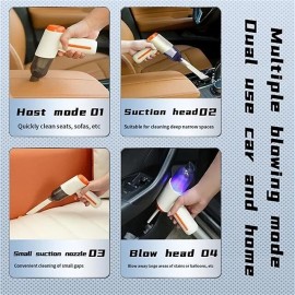 New Wireless Car Vacuum Cleaner Mini Portable Multifunctional Vacuuming/Blowing/Inflating/UV Lamp 20000PA Strong Suction Cordless Handheld Vacuum Cleaner Air Dust Collector Desktop Auto for Car Home
